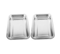 Kichvoe 2pcs Stainless Steel Cat Litter Tray 304 Material Open Metal Litter Box Small Size 20x27x4.8cm Portable Kitten Toilet for Travel and Home Use