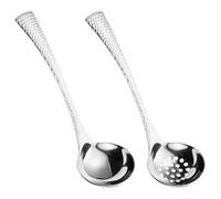 Kichvoe 2pcs Stainless Steel Ladle Colander with Ergonomic Handle, Dishwasher Safe Cooking Skimmer Spoon for Dining Places and Hotels, Sturdy Kitchen Accessory for Serving and Straining