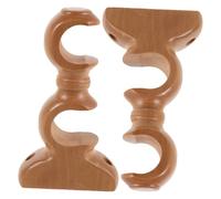 Kichvoe 2pcs Wooden Drapery Support Brackets for 28mm Curtain Rods Double Rod Holders Solid Wood Base for Kitchen Bedroom Living Room