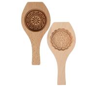 Kichvoe 2pcs Wooden Mooncake Molds Set with Floral Round Patterns, Traditional Baking Tools for Homemade Moon Cakes and Green Bean Cakes, Kitchen Utensils for Pastry Making