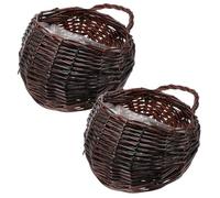 Kichvoe 2pcs Woven Hanging Basket Hanging Storage Basket for Flowers and Artificial Plant Living Rooms and Entrances 18cm Wood Decorative Wall Modern Farmhouse Style