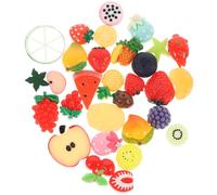 Kichvoe 30 Pcs Resin Fruit Shape Accessories for DIY Crafts and Hairpins, Non-breaking Decorative Charms for Mobile Phones and Stationery Boxes, Assorted Styles for Party and