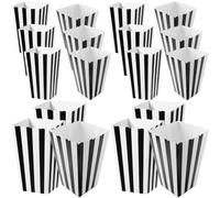 Kichvoe 36pcs Black and White Striped Paper Popcorn Boxes, Party Snack Buckets for ’ Birthday and Event Treats, Square Paper Candy and Snack Containers for Movie Nights and Celebrations