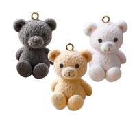 Kichvoe 3pcs Bear Charms Bracelets Charms Lightweight No Fading Plastic Flocking Kawaii Style Creative Unique Accessories for Birthdays Key Chains