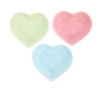 Kichvoe 3pcs Ceramic Heart-shaped Hamster Feeding Bowls Pet Feeder Bowls for Hamster Food in Pink Green Blue for Pet