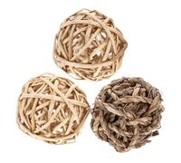 Kichvoe 3pcs Grass Rattan Ball Chew for Rabbits and Gerbils, Safe and Healthy Small Animal Molar with Dual Functionality, Suitable for Cages or Anywhere the Home