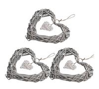 Kichvoe 3pcs Heart Wicker Wreath Rustic Wall Hanging Decoration for Home Office Weddings Birthdays Chic Door Wreaths for Special Occasions Heart-shaped Craft Decor