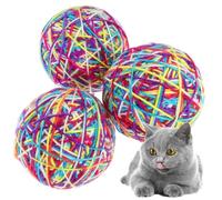 Kichvoe 3pcs Large Wool Yarn Ball Cat, Sturdy Interactive Kitten Accessories, Colorful Scratch-resistant Playthings for Indoor Cats