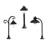 Kichvoe 3pcs Miniature Plastic Street Light Decor Set, Small Garden Model Lamp Ornaments for Patio and Outdoor Landscape, Pot Culture Scene Lighting Accessories