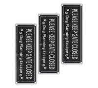 Kichvoe 3pcs Please Keep Gate Closed Sign Aluminum Alloy Yard Decorative Plaque for Fence Garden Patio Gate Closure Alert Warning Dog Signs