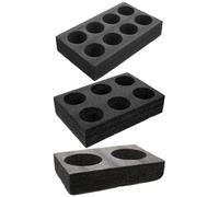 Kichvoe 3pcs Takeout Beverage Cup Holder Trays with 2-hole, 6-hole, and 8-hole Black Foam Carriers for Milk Tea, Coffee, Soft Drinks - Portable Drink Cup Carrying Accessory for Food