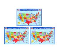 Kichvoe 3pcs Usa Wall Map Poster Set on UV Paper, Large Educational and Decorative Art for Teaching and Bedroom, Artistic Design with Assorted Colours, US Geography Learning Tool