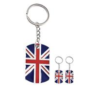 Kichvoe 3pcs Zinc Alloy British Flag Keyring with Vivid Union Jack Design, Sturdy and Portable Keychain Accessory for Car Keys and Travel Souvenirs