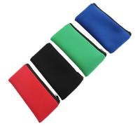 Kichvoe 4 Pcs Pencil Storage Bag Set with Zipper Neoprene Pen Stationery Bag for Students Teachers Office Black Red Blue Green