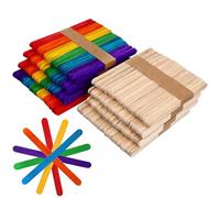Kichvoe 400pcs Natural Wood Ice Cream Sticks and Colored Lollipop Sticks Set for Dessert Making and DIY Crafts, Assorted Colours, 114x10x2mm, for Creativity and Learning Activities