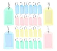 Kichvoe 40pcs Portable Key Labels with Key Rings Multi-Colour Plastic and Paper Tags for Identifying Different Compact Design for Travel and Luggage Organisation Random Color