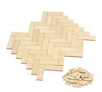 Kichvoe 48pcs Miniature Dollhouse Flooring: Bamboo Wood Floor Boards - Tiny Rectangular Brick Sheets - Mini House Building Accessories