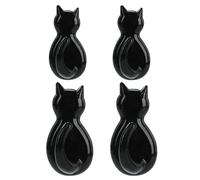 Kichvoe 4pcs Black Japanese-Style Cat Tail Adhesive Wall Hooks for Kitchen Bathroom Bedroom, Self-Adhesive Decorative Coat and Towel Hanging Hooks, No Drilling Storage Solution