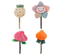 Kichvoe 4pcs Catnip Lollipop for Pet Cats, Safe to Chew and Promotes Clean Healthy Teeth, Made of Pp Cotton and Bell, Assorted Shapes Including Carrot Strawberry Pineapple