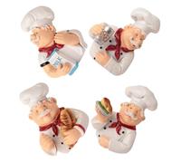 Kichvoe 4pcs Creative Chef Shaped Adhesive Plug Hooks for Kitchen Wall Storage, Cute Utility Cable Organizers with Milk, Bread, Beer, and Roasted Bird Designs, Multi-use Power Plug Holders