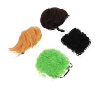 Kichvoe 4pcs Funny Pet Wig for Dogs and Cats, Pet Cosplay Costume Headgear with Adjustable Straps, Dogs Role Play Wig for Holiday Dress Up Party and Festive Photo Props