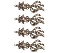 Kichvoe 4pcs Goldfish Charms Keychain Pendants in Vintage Brass with Fine Workmanship, Decorative Small Key Rings for Bag Hanging Decor Or Desktop Decor