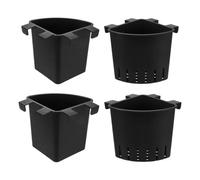 Kichvoe 4pcs Hanging Corner Aquarium Plant Holder for Pothos and Peace Lilies with Integrated Hook Design and Drainage Holes, Black Plastic Fish Tank Planter for Aquascaping and Tank