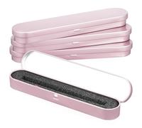 Kichvoe 4pcs Metal Hard Pencil Case Set with Inner Lining Protection and Moderate Capacity, Rectangular Rose Gold Pencil Boxes with Cushion, Stylish and Sturdy Pen Holders for School