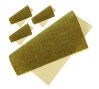 Kichvoe 4pcs Model Grass Mat Turf for Sand Table, Artificial Grass Turf, Nylon Lawn Mat, Khaki, Reusable, Easy to Cut and Install, for Garden and Modeling