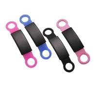 Kichvoe 4pcs Pet Cat Dog Identity Tags, Practical Engravable Pet Collar Tags with Stainless Steel and Silicone, Easy to Install with Reserved Holes, Stylish Simple Appearance Design