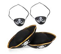 Kichvoe 4pcs Pirate Costume Hat and Eye Mask Classic Captain Accessories for Halloween Themed Parties and Cosplay Events Fun Party Ornament for All Ages