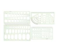 Kichvoe 4pcs Plastic and Elliptical Templates for Drawing Lightweight Portable Design Geometric Stencils for Drafting Measuring Rulers Suitable for Office and Architectural Use