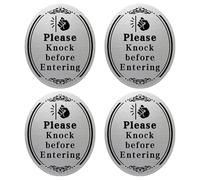 Kichvoe 4pcs Please Knock before Entering Sign Knock Reminder Sticker for Home Doors Office Bathroom Door Sign Decals
