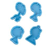 Kichvoe 4pcs Silicone Molds Key Chain Pendant Charm Making Silicone Resin Mold Stylish Lovely Shape Chic Design Not Easy to Break Long Serving Life for Creative Handmade Crafts DIY
