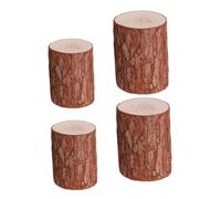 Kichvoe 4pcs Small Tree Stump Plant Holder Mini Stump Rack for DIY Projects Rustic Chinese Fir Material Retains Original Wood Grain Versatile Use Natural Aesthetic Artistic Texture Fairy