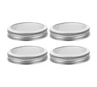 Kichvoe 4pcs Sprouts Lid Jar Strainer Canning Kit Stainless Steel Heavy Duty Silver Wide Mouth Kitchen Use Long Serving Life for Beans Broccoli