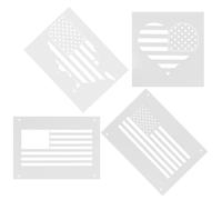 Kichvoe 4pcs Wall Art Template American Element Stencil for Painting Plastic Material with Easy Cleaning and Flexible Features, for Shops and Offices Decoration