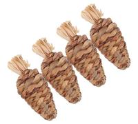 Kichvoe 4pcs Water Grass Chew for Guinea Pigs and Hamsters Brown Bunny Chew for Teeth Cleaning and Keeping Pets Active Suitable for Cage Use