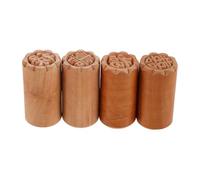 Kichvoe 4pcs Wooden Mooncake Stamper Set for Baking - Traditional Chinese Pastry with Fu Lu Shou Xi Designs - Food-Safe Wood Cake for Mooncake, Cookie, and Dessert Decoration
