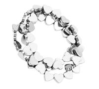 Kichvoe 50 Pcs Creative Craft Beads Hollow Heart Shape Chain Beads Silver Colored Stone Hematite Stone Mini Hole Design Not Easy to Break for DIY Crafting Decorations for Door