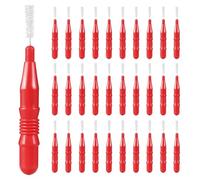 Kichvoe 50 Pcs Teeth Cleaning Accessories Oral Care Plastic Tooth Floss Brush 3mm for Daily Hygiene (red)