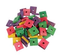 Kichvoe 50 Pieces DIY Parrot Wood Chip Bite Mixed Colors Parrot Chewing Blocks Educational Bird for Cage and Play Random Color