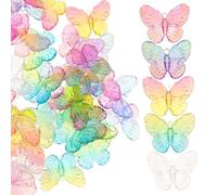 Kichvoe 50pcs Acrylic Butterfly Charms for DIY Crafts and Jewelry Making, Lovely 3d Gradient Colour Hairpin Decorations Suitable for Small Craft Projects Random Color