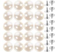 Kichvoe 50pcs DIY No Sew Button Pearl Buttons Decorative Delicate Creative Beige Metal Easy to Use Without Burr for Sweaters Clothes Wide Application DIY Crafts