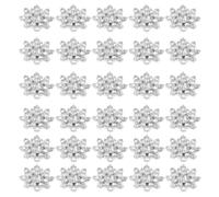 Kichvoe 50pcs Sparkly Rhinestone Buttons with Snowflake Design Silver Embellishments for DIY Jewelry Winter Shirts Christmas Crafts