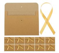 Kichvoe 50Pcs Vintage Kraft Paper A4 Envelope with Ribbon, Portable and Wear Resistant Greeting Card Envelopes for Office and School Bag Use
