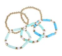 Kichvoe 5pcs Bohemian Beaded Stretch Bracelets Set Polymer Clay Material Easy to Use Stylish Modern Design for Women Holiday Party Wrist Jewelry