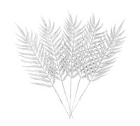 Kichvoe 5pcs Christmas Glitter Leaves Ornaments 40cm Pvc Wire Silver