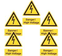 Kichvoe 5pcs Electric Shocks Sign Decal Warning Electrical Sticker Tear-resistant PC Material, Easy to Identify High Voltage Safety Labels for Power and Construction Use