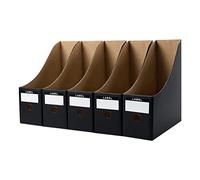Kichvoe 5pcs Kraft Paper File Storage Boxes for Desk, Black Document Holders Organiser to Save Space and Organise Papers, Magazine and File Storage Solution for Office Or Home